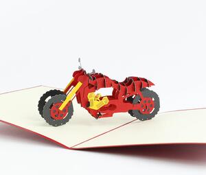 Vidám Fal 3D üdvözlőlap Piros motorkerékpár