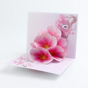 Vidám Fal 3D üdvözlőlap Rózsaszín virág