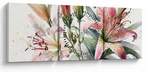 Kép - Liliomok, illusztrációk (órával) (90x30 cm)