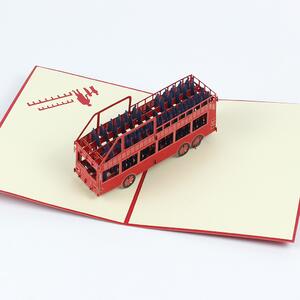 Vidám Fal 3D üdvözlőlap Piros busz
