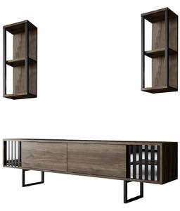 Hanah Home TV Unit Walnut Black Chrome Line - Walnut, Black