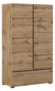 Könyvespolc Alfere 128, Fiókokkal, Ajtókkal, Zárt, Laminált forgácslap, 150x89x40cm, Wotan tölgy