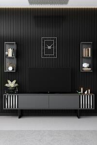Hanah Home TV Unit Anthracite Black Chrome Line - Anthracite, Black