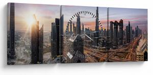 Kép - Dubai panorámája (órával) (90x30 cm)
