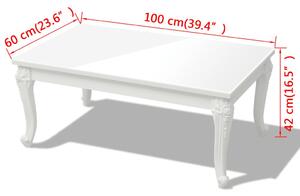 Fehér magasfényű 100x60x42 cm-es dohányzóasztal