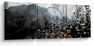 Kép - Vadvirágok illusztrációja (órával) (90x30 cm)