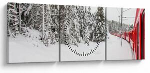 Kép - Vonat a havas tájban (órával) (90x30 cm)