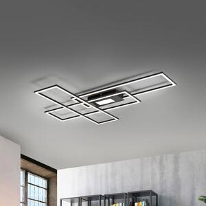 JUST LIGHT. GmbH LED mennyezeti világítás Asmin, CCT, fekete, 98,9x69,4cm, dimmelhető, Fekete, Nappali / Étkező, Alumínium, Modern