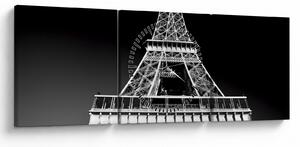 Kép - Eiffel-torony, fekete-fehér (órával) (90x30 cm)