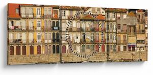 Kép - Vízparti negyed, Portugália (órával) (90x30 cm)