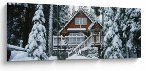 Kép - Fából készült házikó (órával) (90x30 cm)