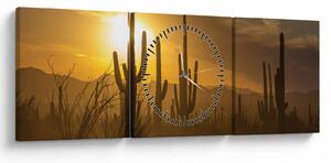 Kép - Saguaro kaktuszok (órával) (90x30 cm)