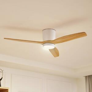 Lucande LED mennyezeti ventilátor Faipari, fehér, DC, csendes, 132cm, Fehér / opál, Nappali / Étkező, fém, Modern