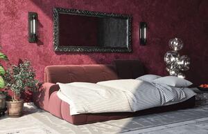 DEVICHY Tous rózsaszín bársony sarok kihajtható négyszemélyes kanapé, jobb 290 cm