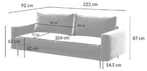 Rózsaszín bársony háromszemélyes kanapé DEVICHY Levie 222 cm