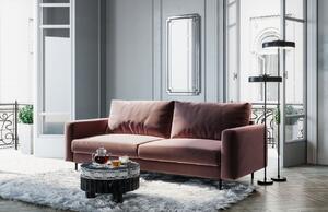 Rózsaszín bársony háromszemélyes kanapé DEVICHY Levie 222 cm