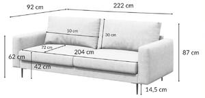 Világosszürke háromüléses szövet kanapé DEVICHY Levie 222 cm