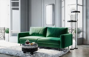 Sötétzöld bársony háromszemélyes kanapé DEVICHY Levie 222 cm