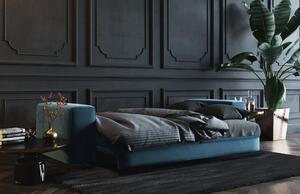 DEVICHY Rothe sötétkék bársony háromszemélyes kanapéágy 256 cm
