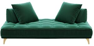 Sötétzöld bársony háromszemélyes kanapé DEVICHY Chloe 234 cm