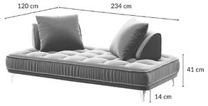Ezüstszürke bársony háromszemélyes kanapé DEVICHY Chloe 234 cm