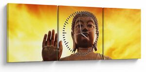 Kép - Buddha piros és sárga háttérrel (órával) (90x30 cm)
