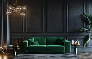 DEVICHY Rothe sötétzöld bársony háromszemélyes kanapéágy 256 cm