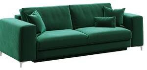 DEVICHY Rothe sötétzöld bársony háromszemélyes kanapéágy 256 cm