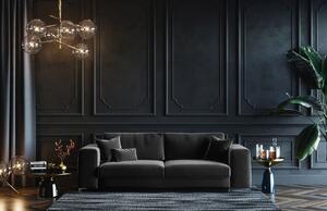 DEVICHY Rothe sötétszürke bársony háromszemélyes kanapéágy 256 cm