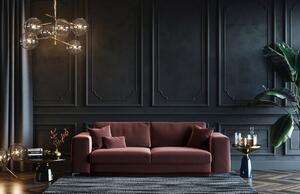DEVICHY Rothe rózsaszín bársony háromszemélyes kanapéágy 256 cm