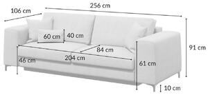 Bézs szövet háromüléses kanapéágy DEVICHY Rothe 256 cm