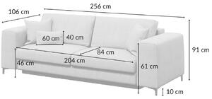 Sötétszürke DEVICHY Rothe háromüléses szövet kanapéágy 256 cm