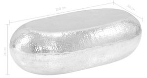 Ezüst alumínium dohányzóasztal 100 x 50 x 28 cm