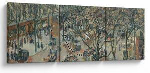 Kép - Camille Pissarro, Boulevard des Italiens, Morning, Sunlight, reprodukciók (órával) (90x30 cm)
