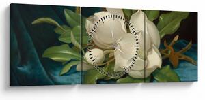 Kép - Martin Johnson Heade, Giant Magnolias on a Blue Velvet Cloth, reprodukciók (órával) (90x30 cm)