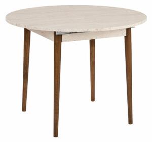Hanah Home Extendable Dining Table Travertine Barok Walnut Viona - Travertine, Barok Walnut