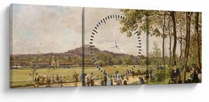 Kép - French 19th Century, Race Course at Longchamps, reprodukciók (órával) (90x30 cm)