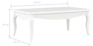 Fehér tömör fenyőfa dohányzóasztal 110 x 60 x 40 cm