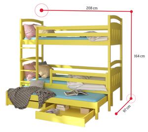 SALDO gyermek emeletes ágy nyomtatással + 3x matrac, 90x200/90x190, fehér
