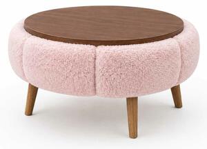 Atelier Del Sofa Dohányzóasztal Papatya 60 - Rózsaszín, Diófa