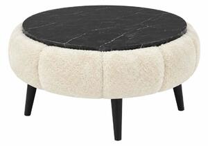 Atelier Del Sofa Coffee Table Cream Black Marble Papatya 60 - Cream, Black Marble