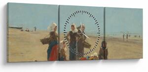 Kép - Eugène Boudin, Women on the Beach at Berck, reprodukciók (órával) (90x30 cm)