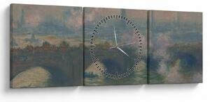Kép - Claude Monet, Waterloo Bridge, Gray Day, reprodukciók (órával) (90x30 cm)