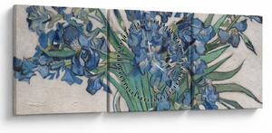 Kép - Vincent van Gogh, Irises, reprodukciók (órával) (90x30 cm)