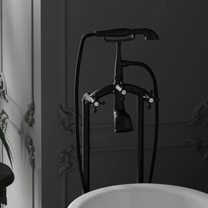 Mexen Retro fekete szabadonálló kádtöltő csaptelep kézi zuhanyszettel