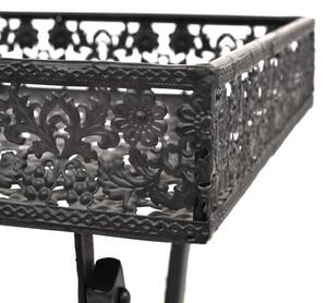 Vintage összecsukható fekete fém teázóasztal 58 x 35 x 72 cm