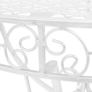 Vintage ezüstszínű félkör alakú fém kisasztal 72 x 36 x 74 cm