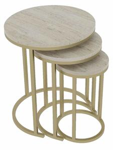Hanah Home Nesting Table (3 Pieces) Gold Travertine Milas 3 - Gold, Travertine