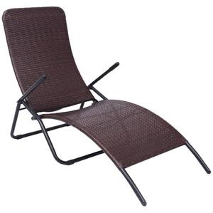 Barna összecsukható polyrattan napozóágy