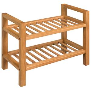 Tömör tölgyfa cipőtartó 2 polccal 50 x 27 x 40 cm